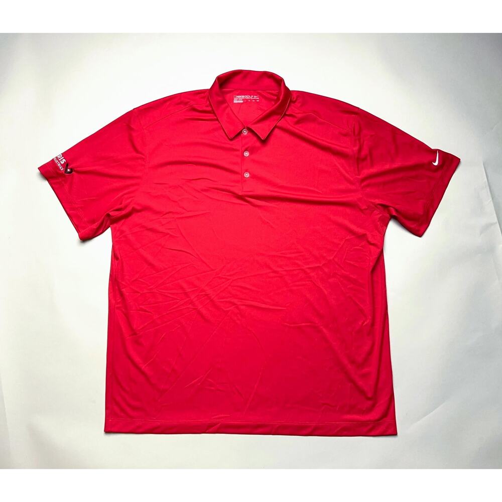 Nike Golf Polo Shirt Mens 2XL Red Dri-Fit Veris Industries Performance Logo